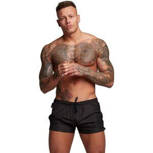 ❤️Men’s Black Swim Trunks Quick  Dry Shorts Board Shorts Triangle Mesh Lining